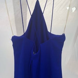 Blue midi knee hi halter dress